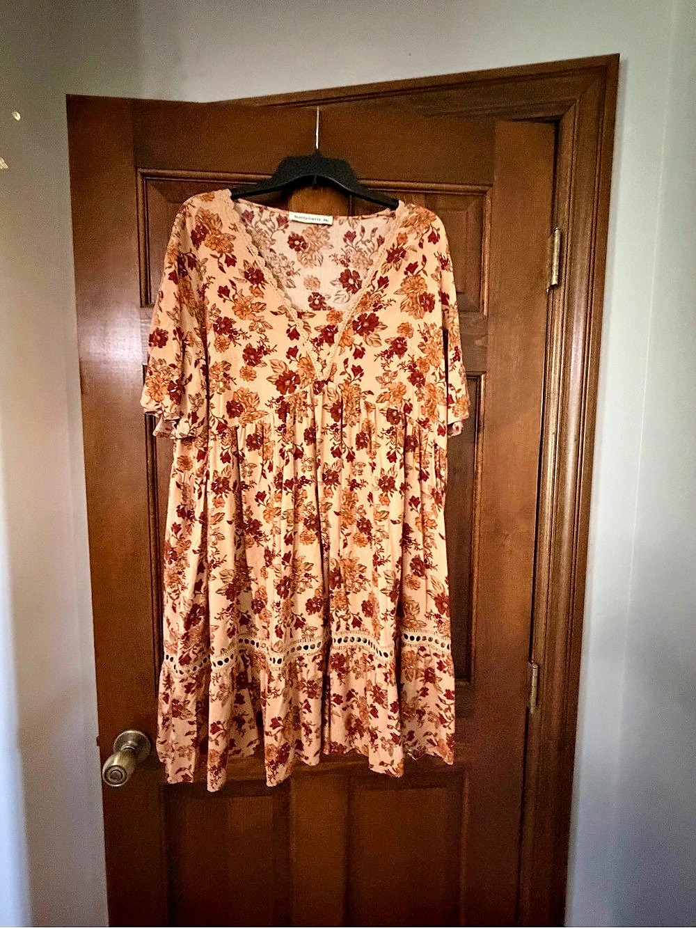 Rusttydustty Floral Maxi Dress in Brown & Cream Size 2XL Like New